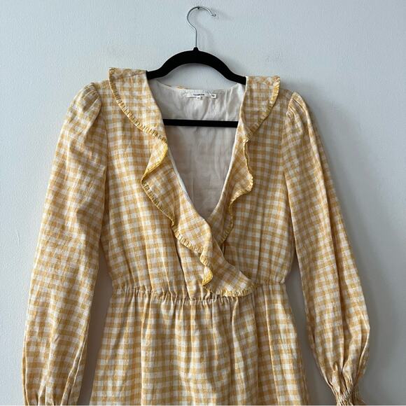 Tularosa Charleston Yellow Gingham Ruffle Mini Dress - Picture 5 of 6